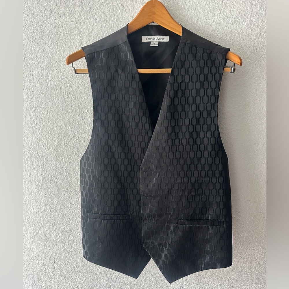 Pronto Uomo Charcoal Geometric Vest
